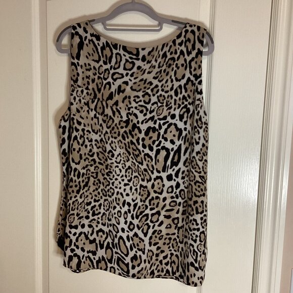 Leopard Animal Print Women's Tank Top Tunic Sleeveless Lined Size L Rounded Hem - Picture 5 of 6